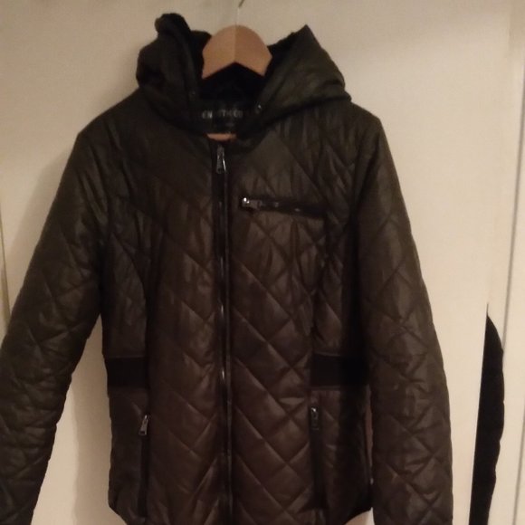 KENNETH COLE SPRING OLIVE JACKET VERY GOOD CONDITIONS SIZE M WITH PACKETS & H00D - Picture 1 of 3